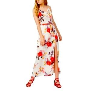 Material Girl Juniors Dress Floral Cowl-Neck Maxi Wedding Drape Front Medium